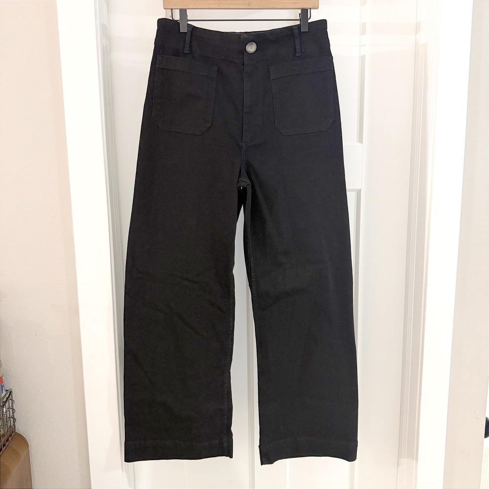 Anthropologie Maeve The Colette Wide-Leg Cropped Pants Black Size 32 NWT Career